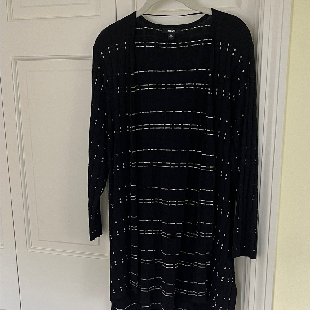 Alfani Black and White Striped Cardigan